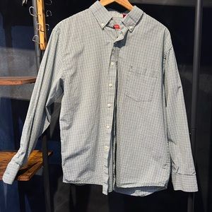 Beautiful Large blue green plaid IZOD dress shirt Quality goods